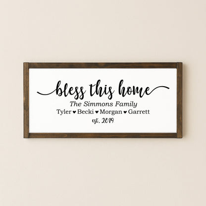 Bless This Home Canvas Name Sign