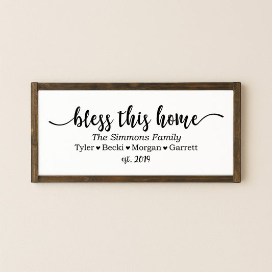 Bless This Home Canvas Name Sign