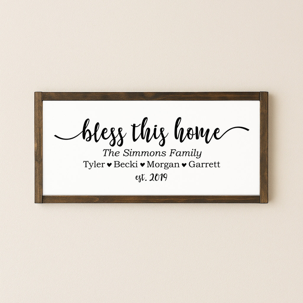 Bless This Home Canvas Name Sign