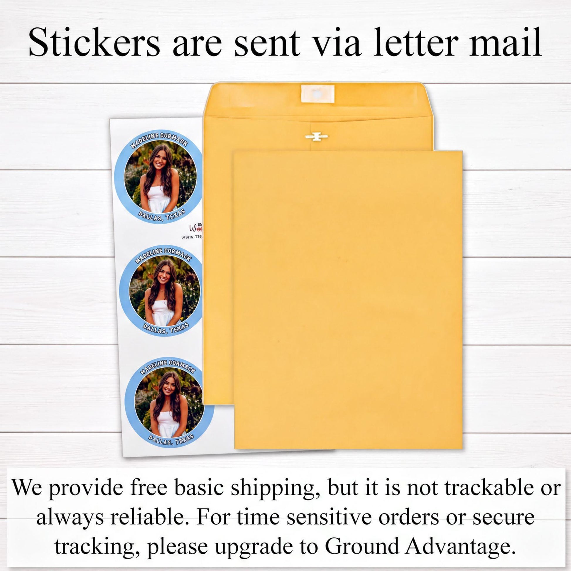 Stickers are sent via letter mail.