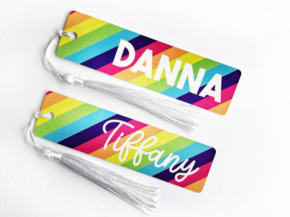 Rainbow Bookmark with Name, Cute Bookmark Gift