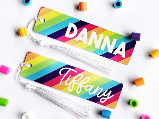 Rainbow Bookmark with Name, Cute Bookmark Gift