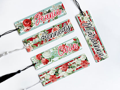 Romantic Floral Valentine Bookmark - Personalized Gift Idea