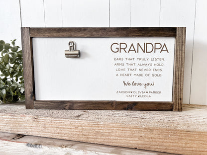 Grandpa Photo Frame from Grandkids, Grandma Grandpa Picture Holder, Customized Grandparents Sign