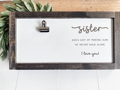 Personalized Sister Picture Frame - Birthday Gift from Sibling - God's Way of Making Sure You Never Walk Alone