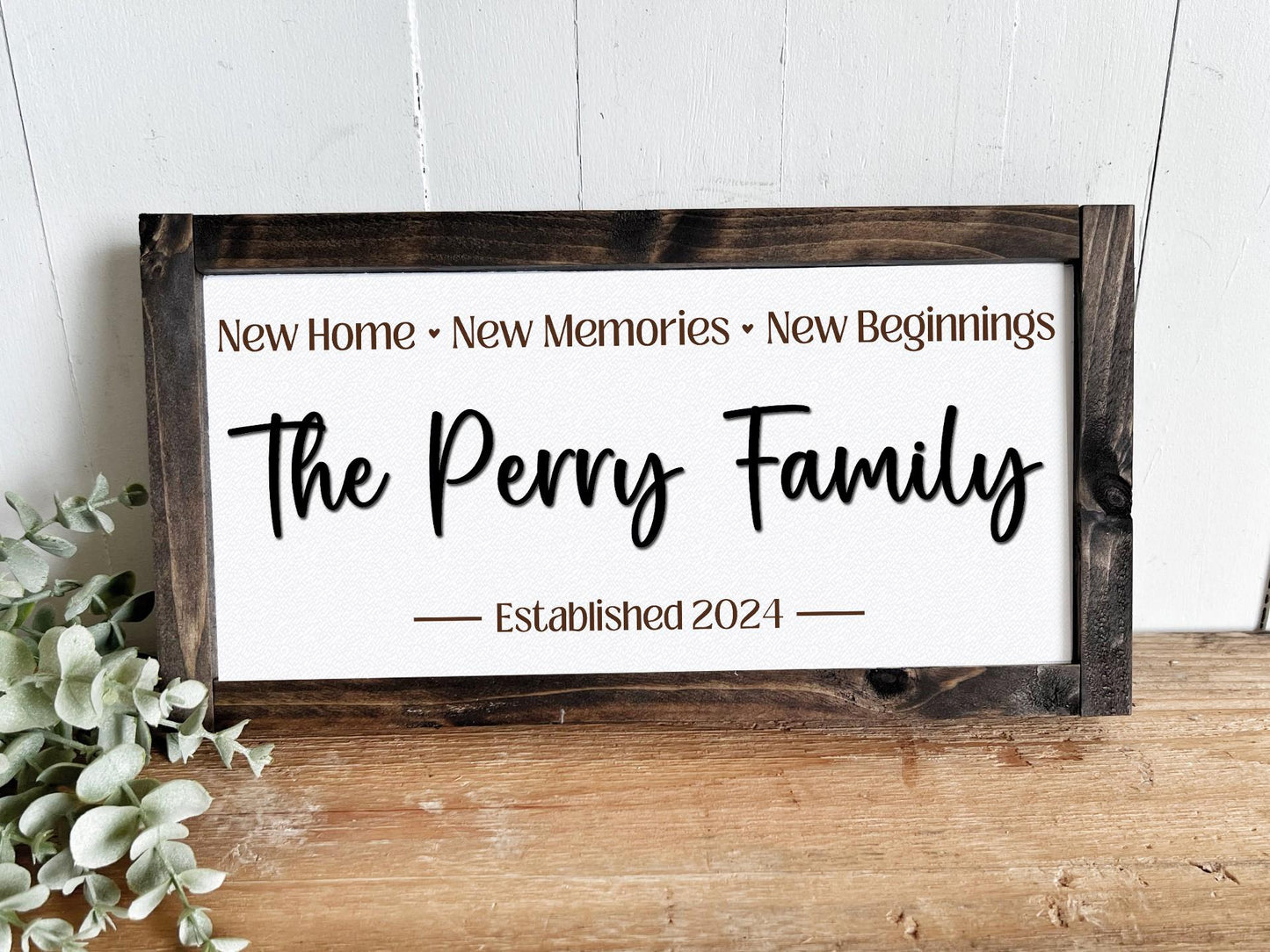 New Beginnings Last Name Sign | New Home New Memories | Custom Wood Sign