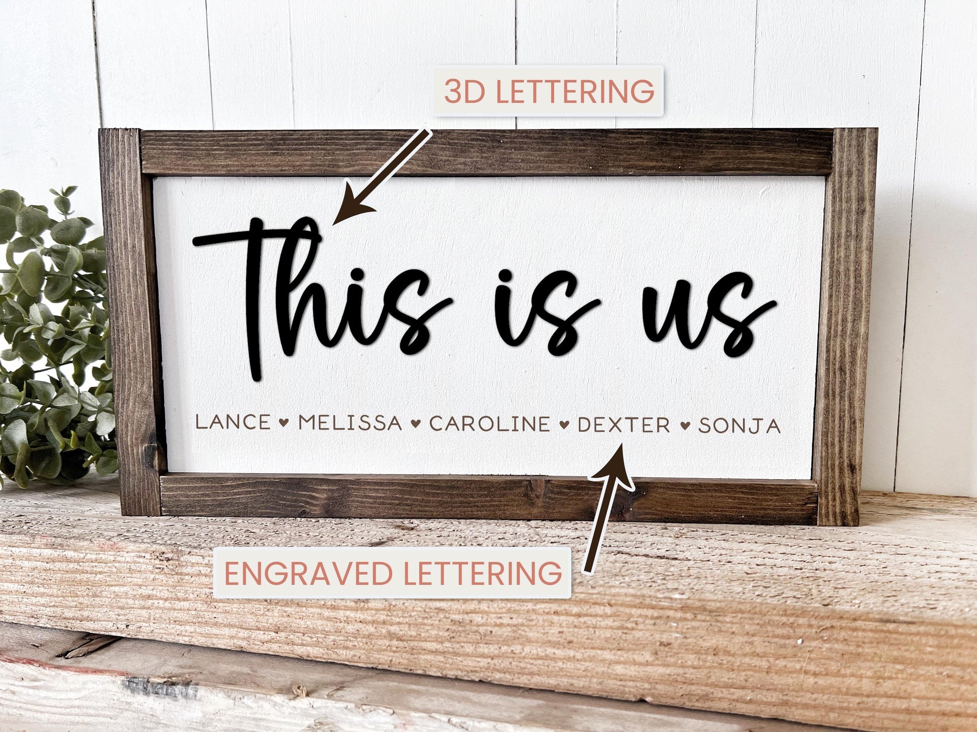 Custom Wood Sign for Blended Families & Adoptions | Personalized 'This is Us' Sign with Names