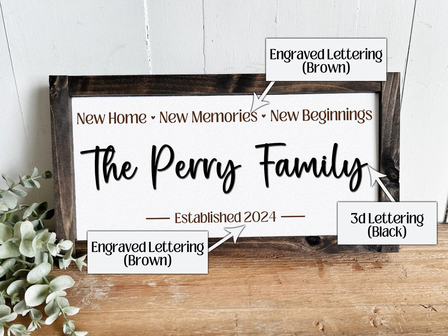 New Beginnings Last Name Sign | New Home New Memories | Custom Wood Sign