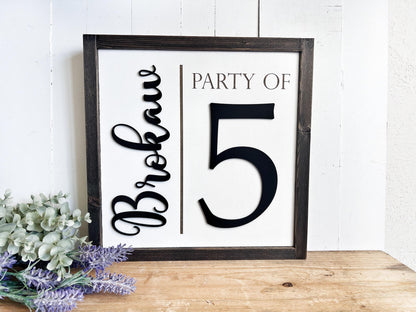 Custom Family Party of 4, 3, 5, 6 Wood Sign