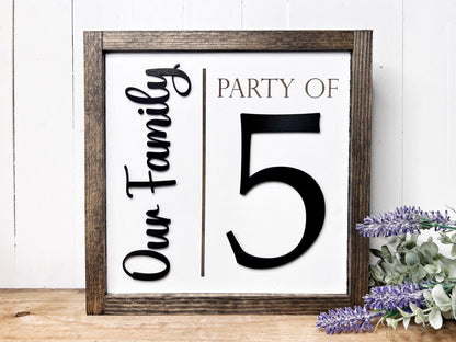 Custom Family Party of 4, 3, 5, 6 Wood Sign