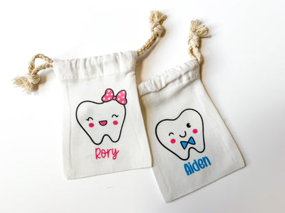 Personalized Tooth Fairy Bag with Tooth Jar - Custom Pouch for Boys and Girls