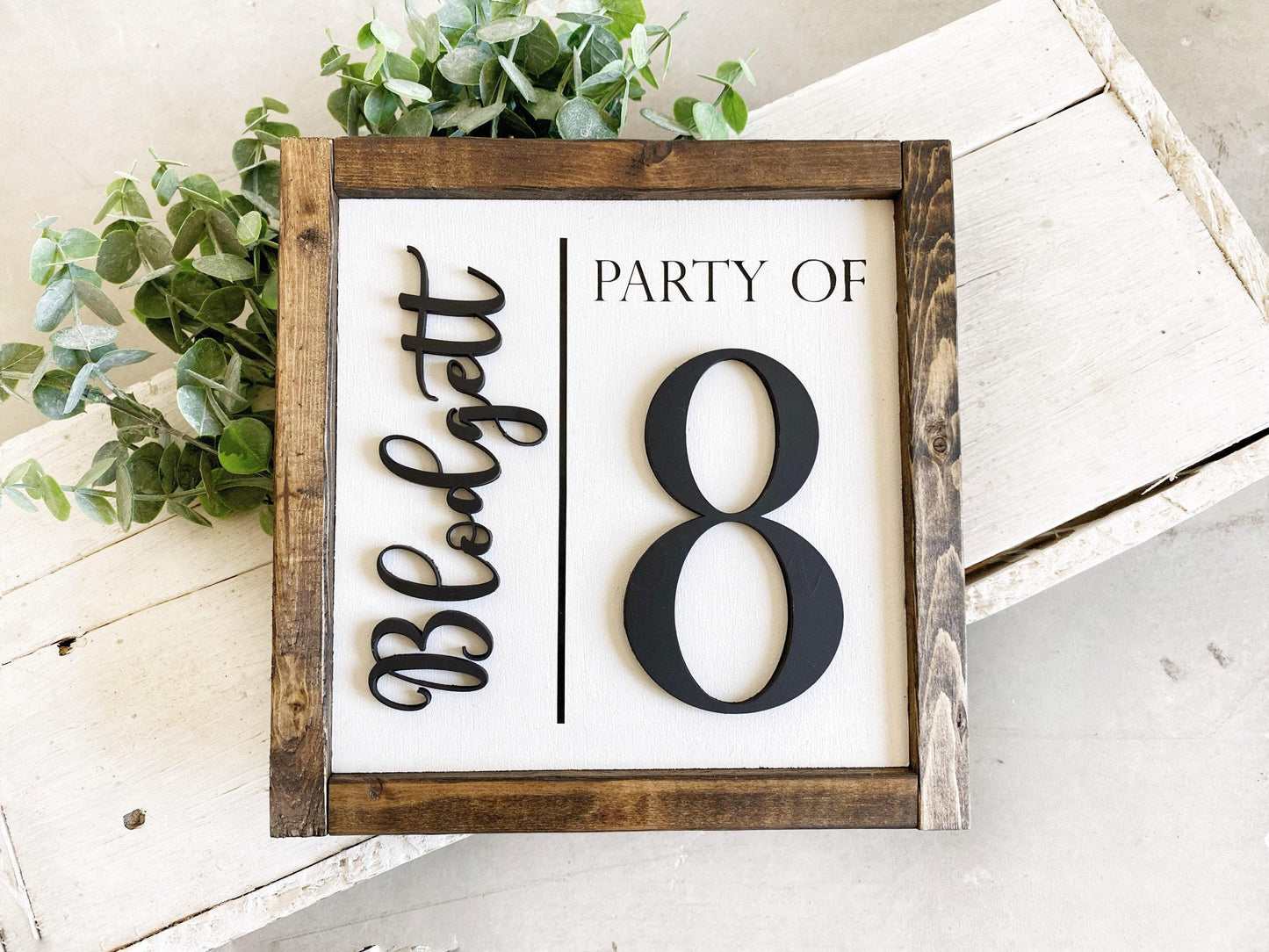 Personalized Family Wood Sign – Custom 3D & Engraved Names for Party of 3, 4, 5, or 6