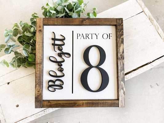 Personalized Family Wood Sign – Custom 3D & Engraved Names for Party of 3, 4, 5, or 6