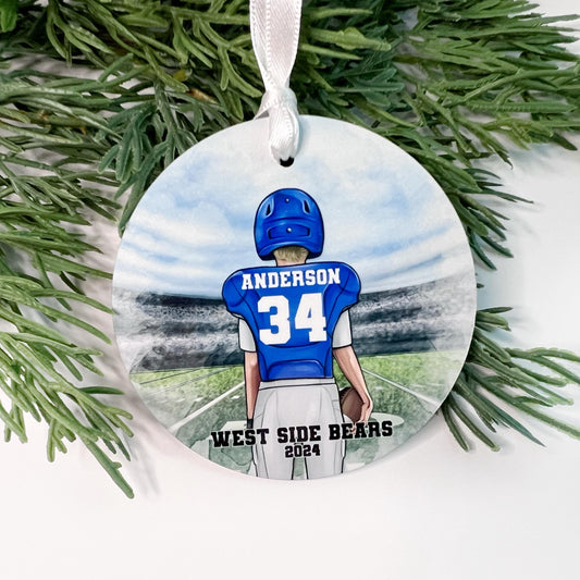 Personalized Football Ornament – Middle School Boy – Team Colors Keepsake