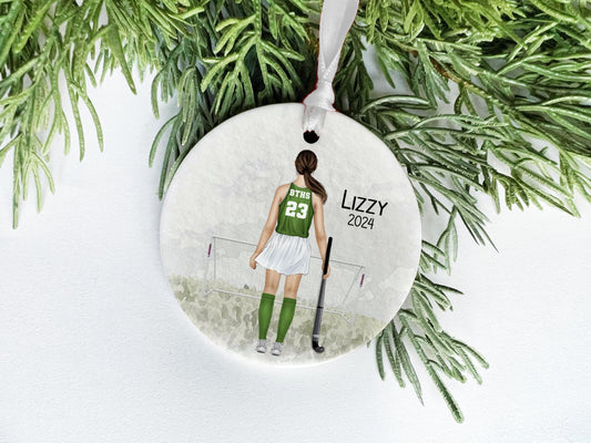 Personalized Field Hockey Ornament: Custom Team Colors, Teen Girl Gift