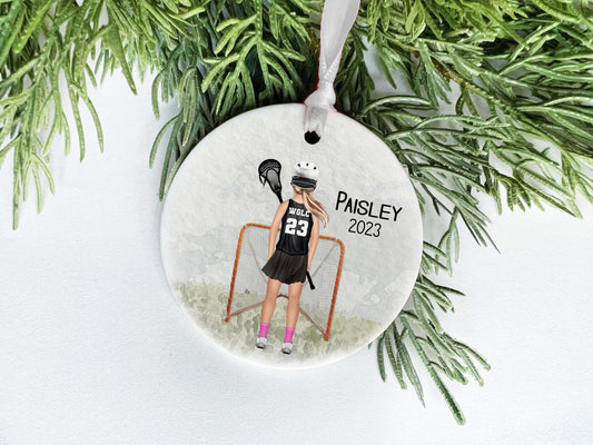Lacrosse Ornament, Personalized Ornament for Boys or Girls, Custom Team Colors