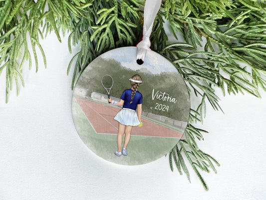 Girl Tennis Ornament, Personalized Tennis Player Ornament for Kids, Tennis Team Gift, Middle School Tennis