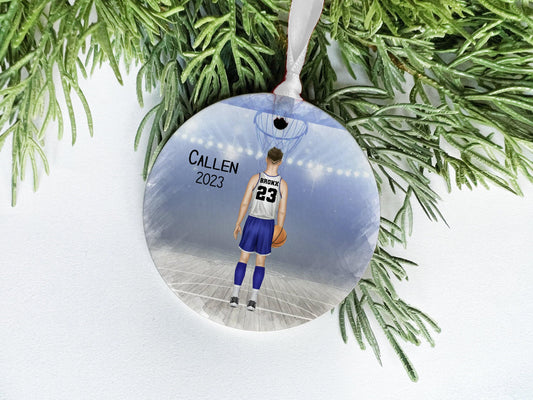 Personalized teen boy basketball ornament