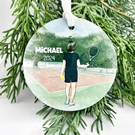 Boy Tennis Ornament, Personalized Tennis Player Ornament for Kids, Tennis Team Gift, Middle School Tennis