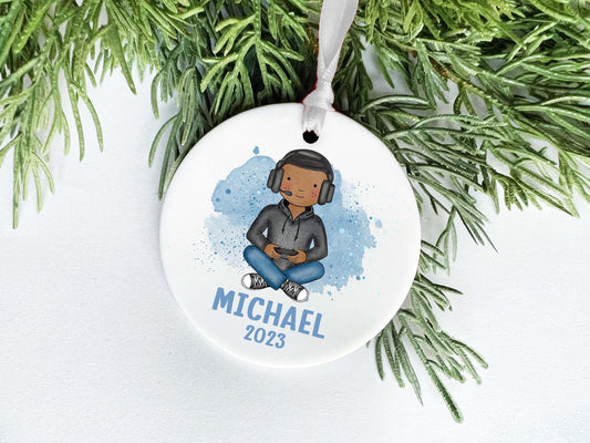 Gamer Ornament for Boys or Girls, Video Game Lover Christmas Gift