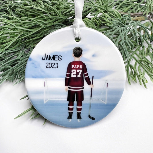 Hockey Ornament, Personalized for Boys or Girls, Custom Team Colors