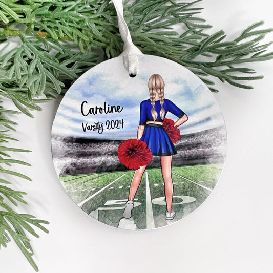 Teen Cheerleader Ornament, Personalized Cheerleader Ornament for Tween Girls, Team Colors