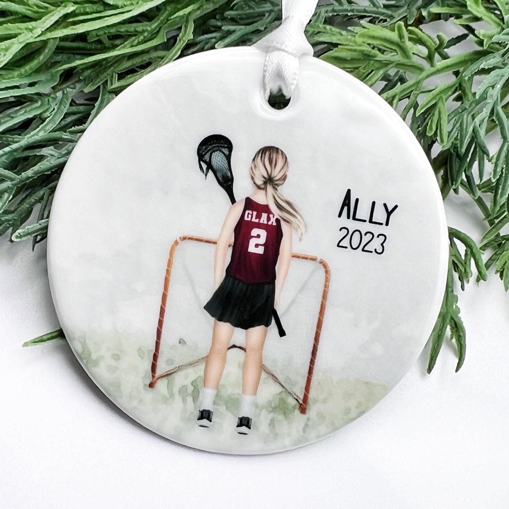 Lacrosse Ornament, Personalized Ornament for Boys or Girls, Custom Team Colors