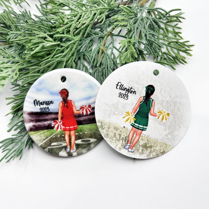 Cheerleader Ornament, Personalized Cheerleader Ornament for Girls, Team Colors