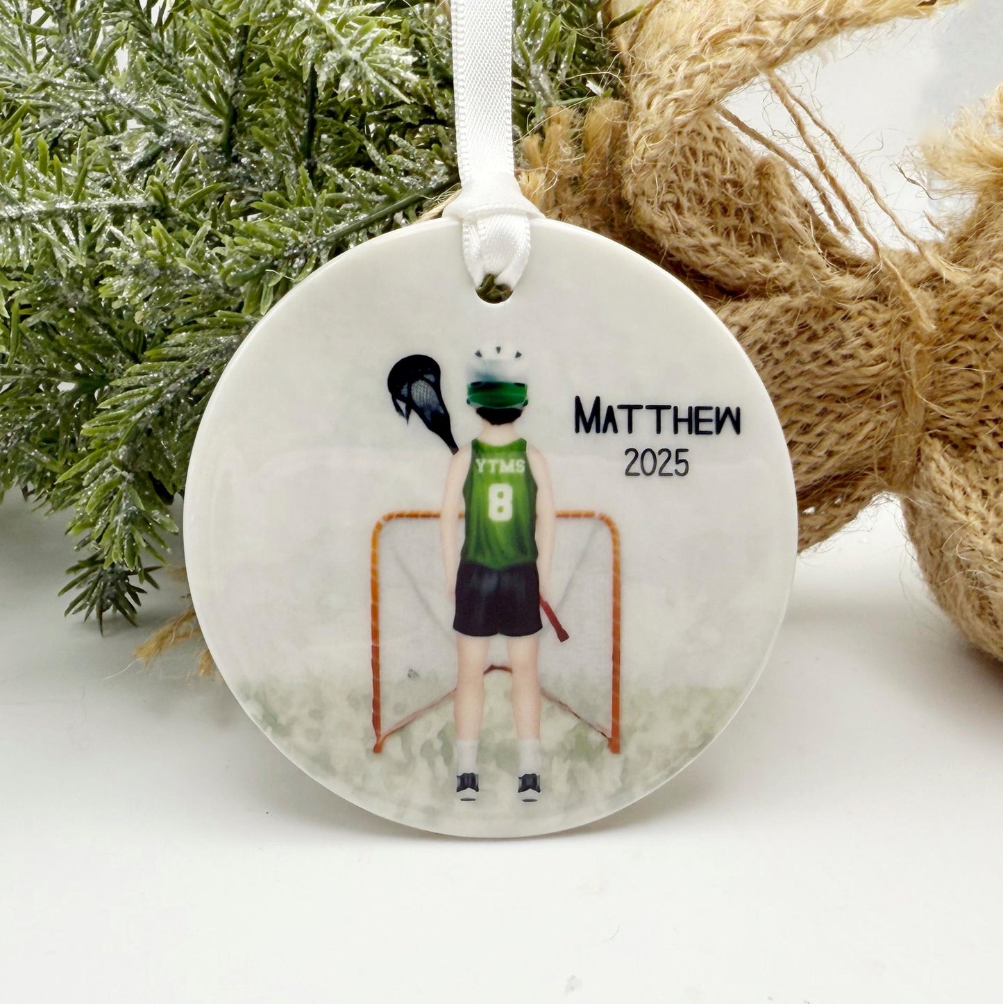 Personalized Lacrosse Ornament for High School Player: Custom Team Colors & Name, Teen Sports Gift Keepsake
