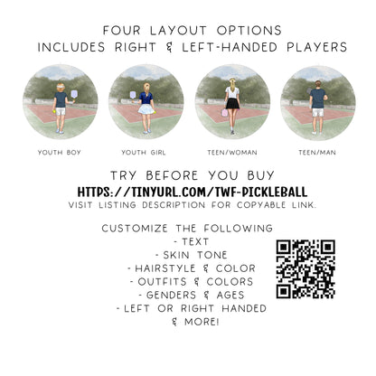 Personalized Pickleball Ornament; Custom Female, Girl or Teen Player Gift