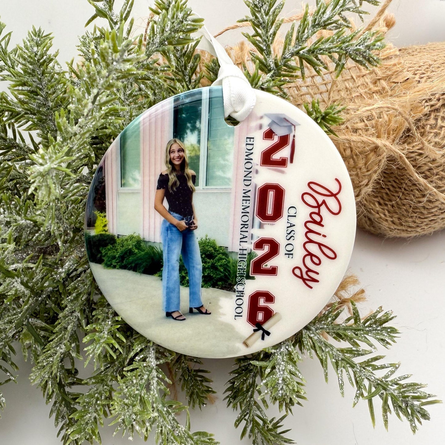 Personalized Graduation Photo Ornament – Class of 2026 Senior Keepsake Gift for Christmas