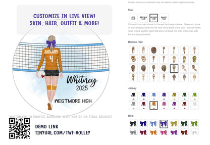 Volleyball Ornament: Custom Player Design, Sports Gift for Girls & Teams