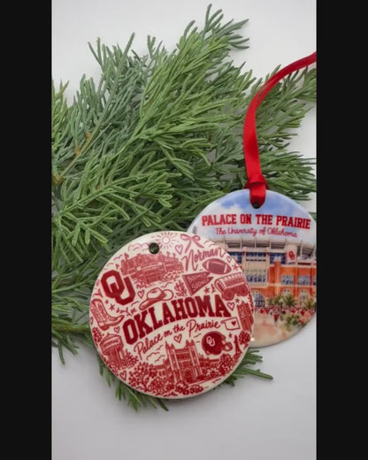 Oklahoma Sooners Christmas Ornament | Boomer Sooner & Norman OU Ceramic Keepsake