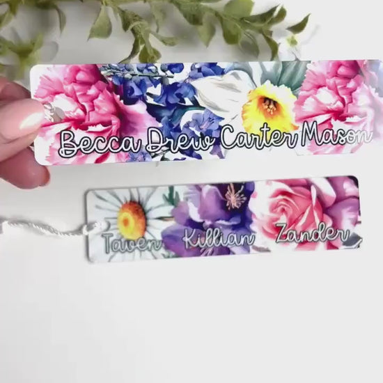 Personalized Birth Flower Bookmark for Mom | Mother's Day Gift with Children's Birth Month Flowers