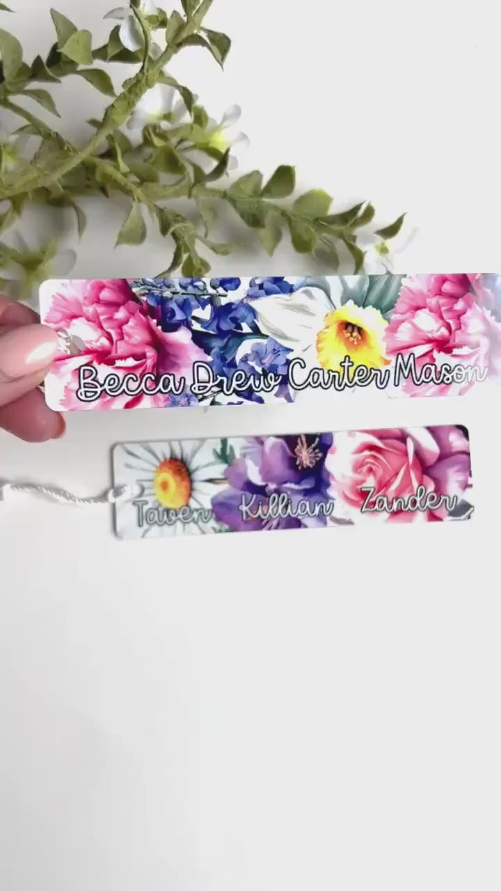 Personalized Birth Flower Bookmark for Mom | Mother's Day Gift with Children's Birth Month Flowers