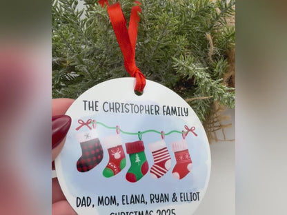 Personalized Family Stocking Ornament – Custom Names for 2 to 6 Members with Year