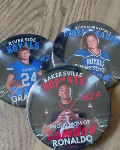 Custom Football Photo Button | Personalized Game Day Pin, 2.25" or 3"