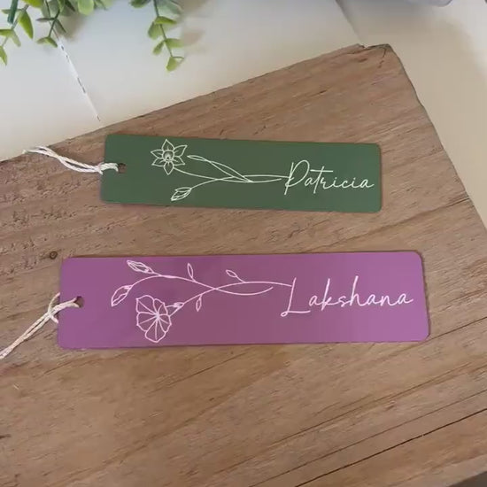 Custom Birth Month Bookmark with Name, Colored Birth Flower Bookmark for Women