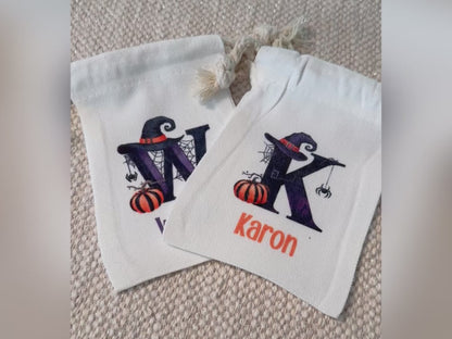 Personalized Halloween Treat Bag – Custom Name & Initial  Small Party Favor