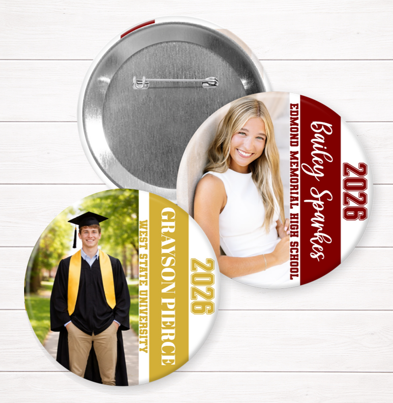 Custom Graduation Photo Button – Senior Brag Pin  Class of 2026 Keepsake Gift