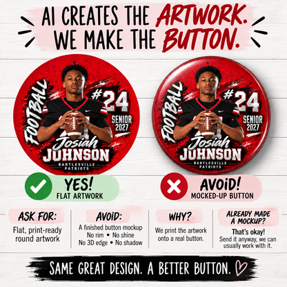 Custom Photo or Full‑Design Button – Upload Your Own Artwork – 1.25", 2.25", or 3" Pinback Button