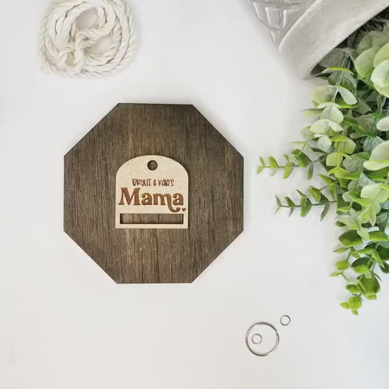 Mama Keychain, Personalized DIY Mother's Day Gift, Boho Macrame Keychain, Wood Keychain, Engraved Kid's Names, Gift for Mom