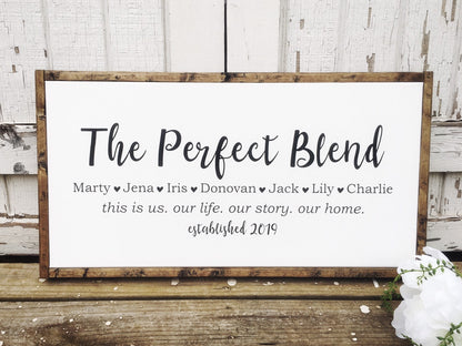 Perfect Blend, Personalized This Is Us, Name Sign for Blended Families, Adoptions and Weddings with Established Date