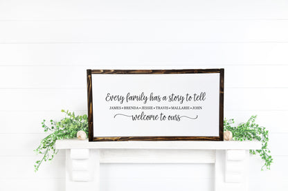Every Family Has a Story Personalized Blended Wedding Sign, Welcome to Our Home