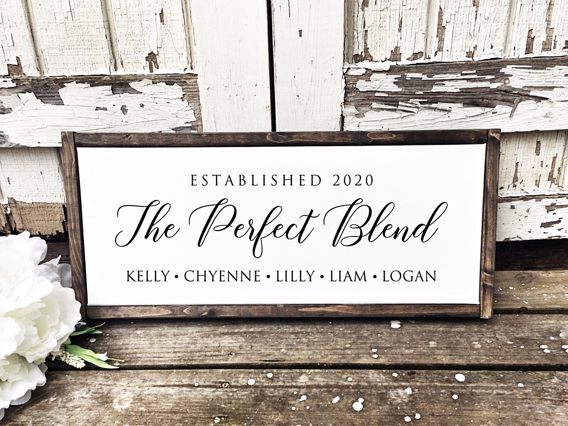 The Perfect Blend Sign, Personalized Blended Family Sign with Names, Mixed Family Sign, Established Date, Wedding Gift