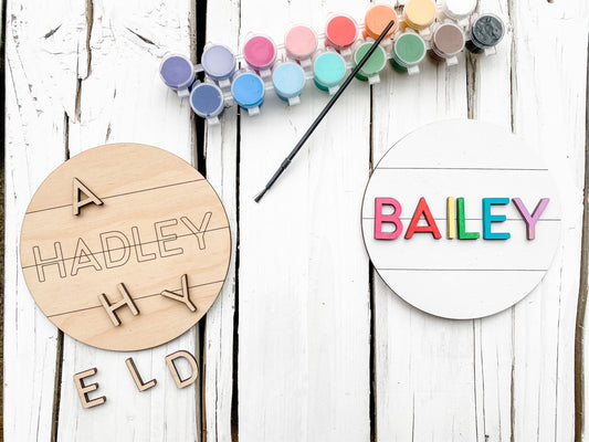 DIY Kit, Name Sign, DIY Ornament, Boredom Buster, Stocking Stuffer, Personalized DIY Kit, Laser Cut Sign, Round Name Sign