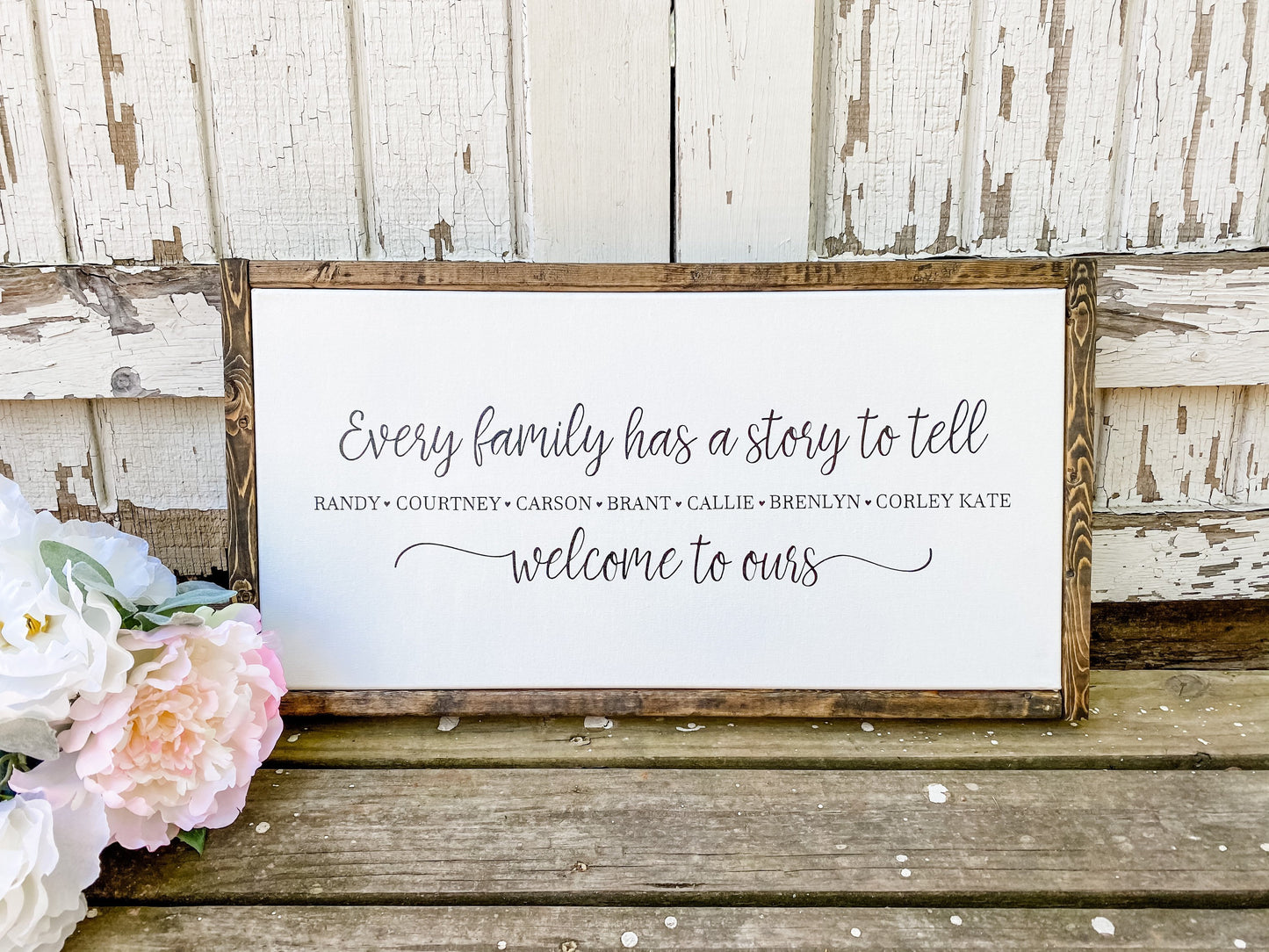 Every Family Has a Story Personalized Blended Wedding Sign, Welcome to Our Home