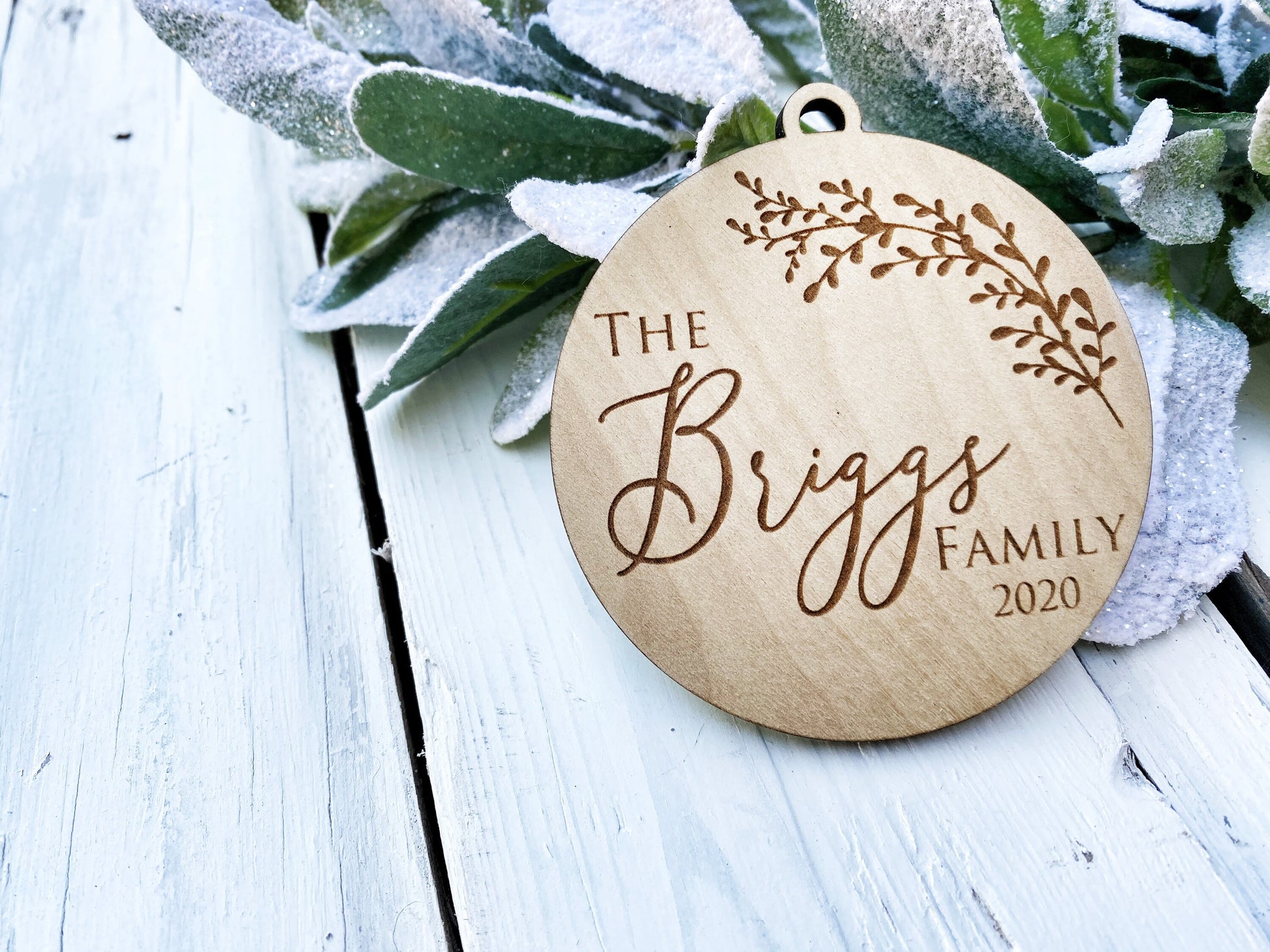 Family Last Name Ornament for 2021 Christmas Gift, Personalized Family Ornament, Laser Cut Engraved Wood, Marriage, Wedding, Engagement