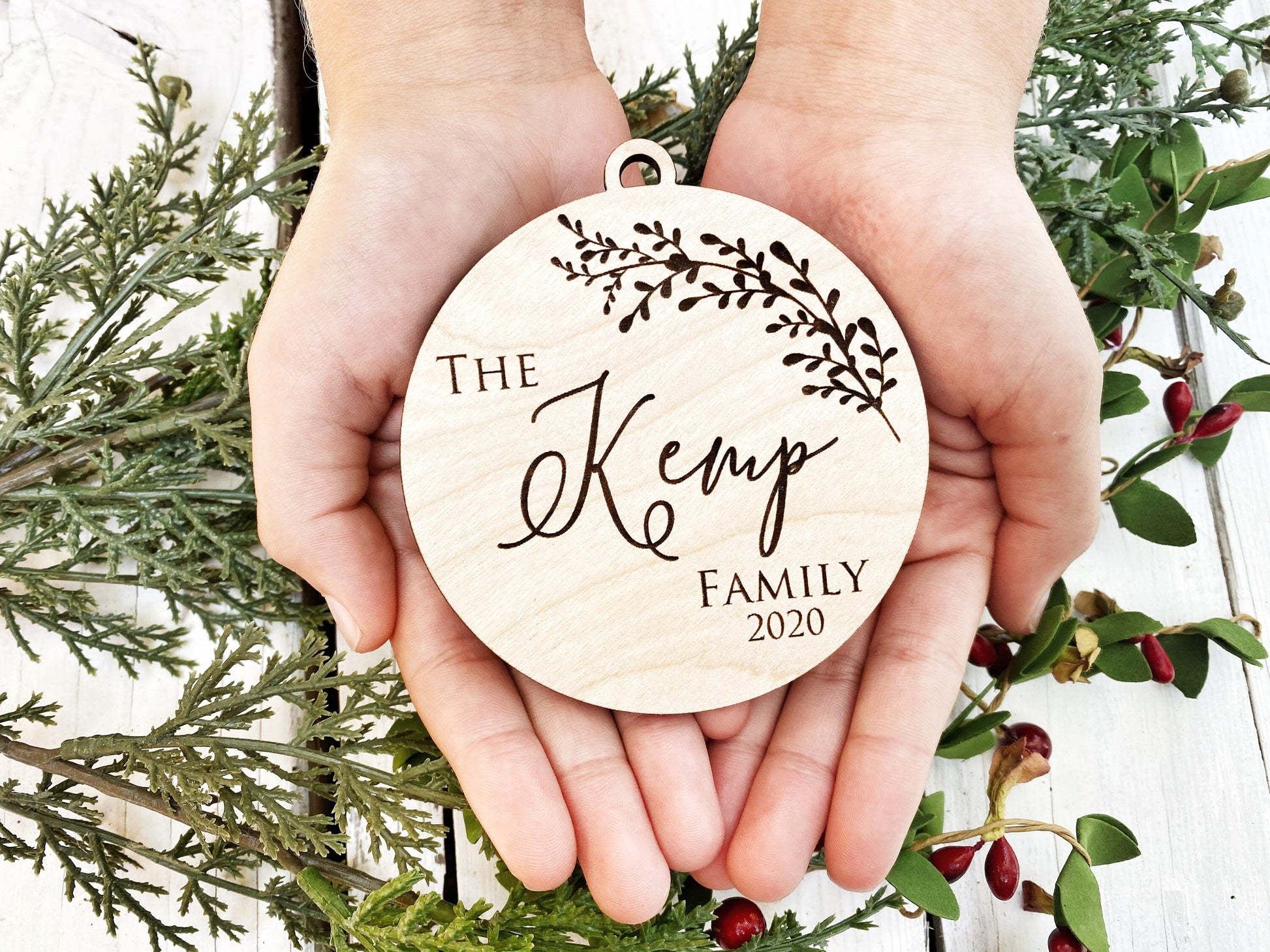 Family Last Name Ornament for 2021 Christmas Gift, Personalized Family Ornament, Laser Cut Engraved Wood, Marriage, Wedding, Engagement
