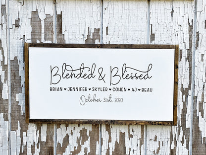 Blended and Blessed Family Sign with Names and Established Date for Weddings, Adoptions, This Is Us, Our Life Our Story, The Perfect Blend